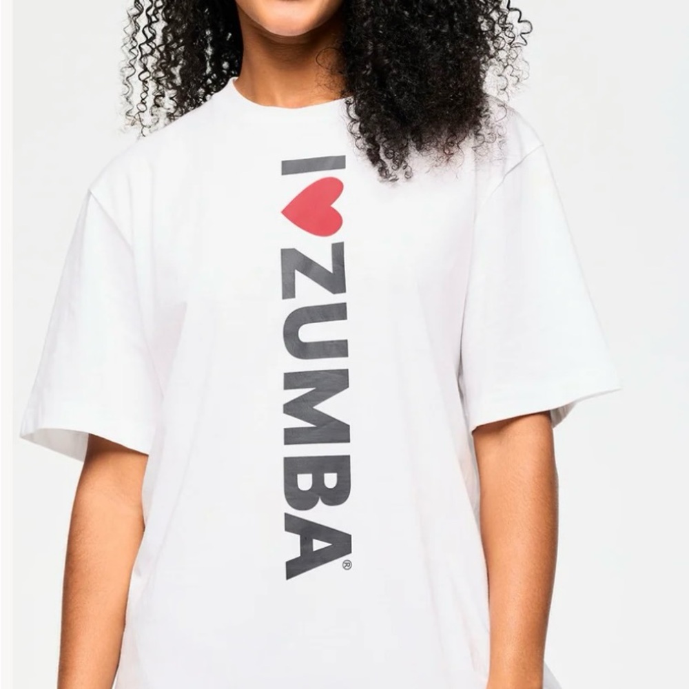 Zumba Fitness White Boxy Oversized Short Sleeve Tee